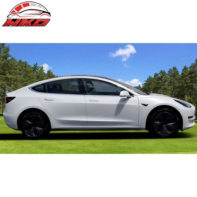 Fits 17-26 Tesla Model 3 Side Skirts IKON Matte Black PP Rocker Panel Extension
