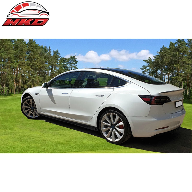 Fits 17-26 Tesla Model 3 Side Skirts IKON Matte Black PP Rocker Panel Extension