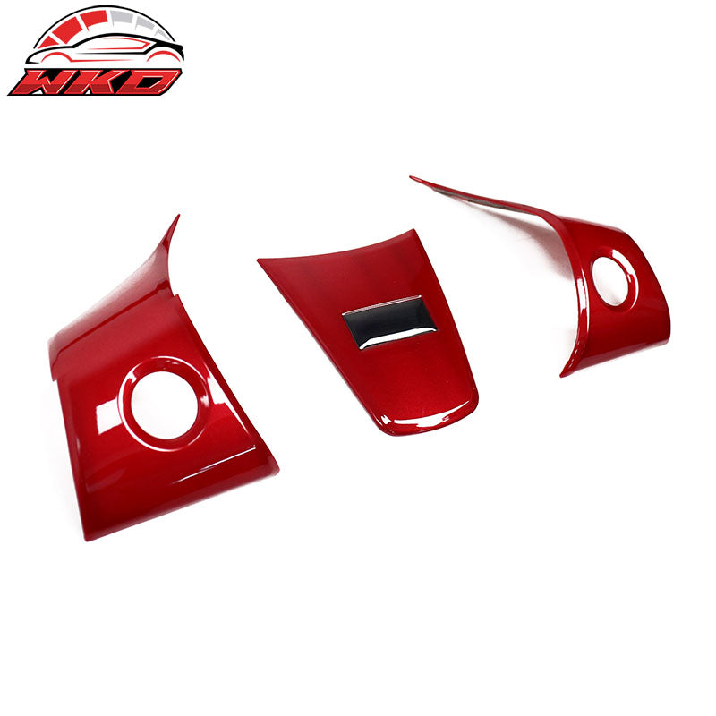 Fits 17-23 Tesla Model 3 & 20-25 Y Steering Wheel Cover Trim Accessory Red ABS