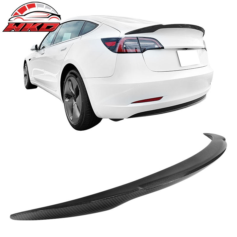 Fits 17-23 Tesla Model 3 Trunk Spoiler Matte Carbon Fiber Rear Deck Lid Wing Lip