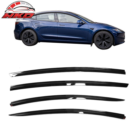 Wholesale 17-26 Tesla Model 3 ABS Tape-on Window Visor Sun Rain Guard 4PCS Gloss Black