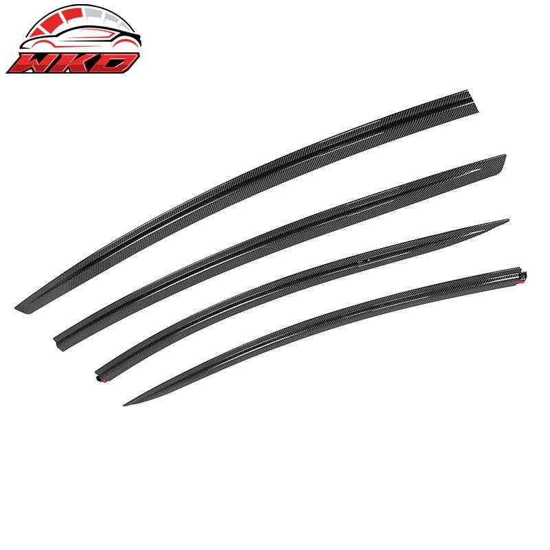 Fits 17-26 Tesla Model 3 Window Visors Sun Rain Guards Gloss Carbon Fiber Print