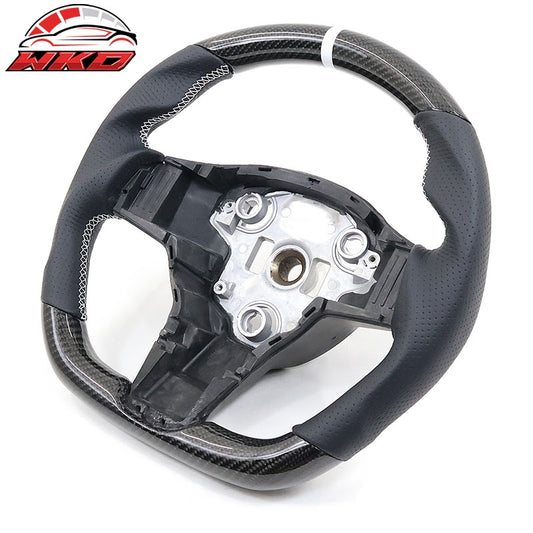 Wholesale 17-25 Tesla Model 3 & Y Steering Wheel Carbon Fiber Leather W/ White Stitch