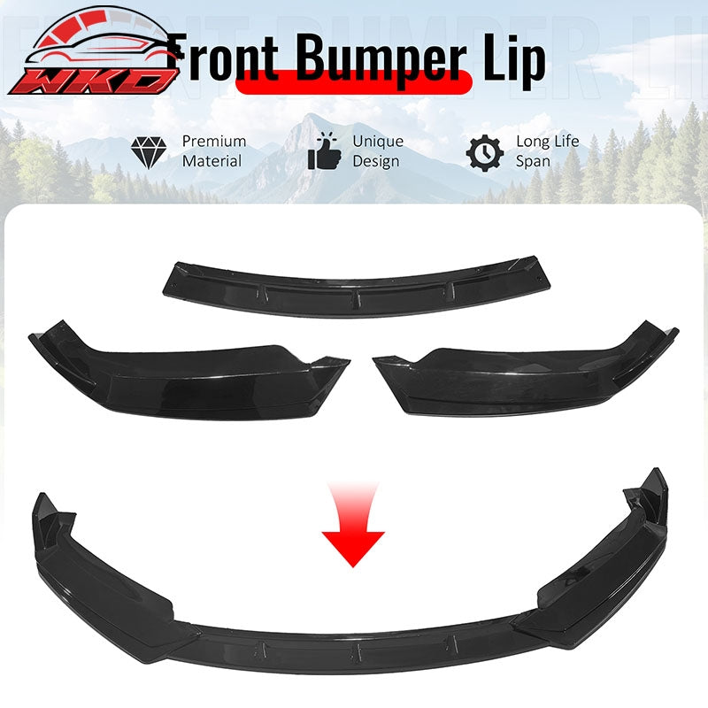 Fits 16-21 Tesla Model S Front Bumper Lip Splitter Chin Splitter PP Gloss Black