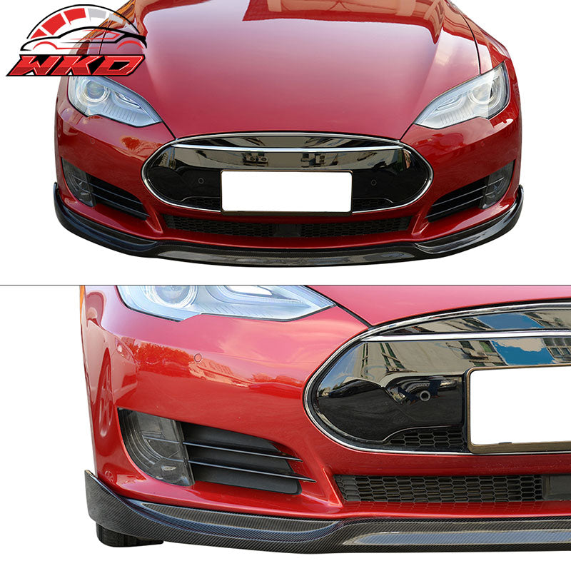 Fits 12-16 Tesla Model S Front Bumper Lip Spoiler Carbon Fiber JC Style Splitter