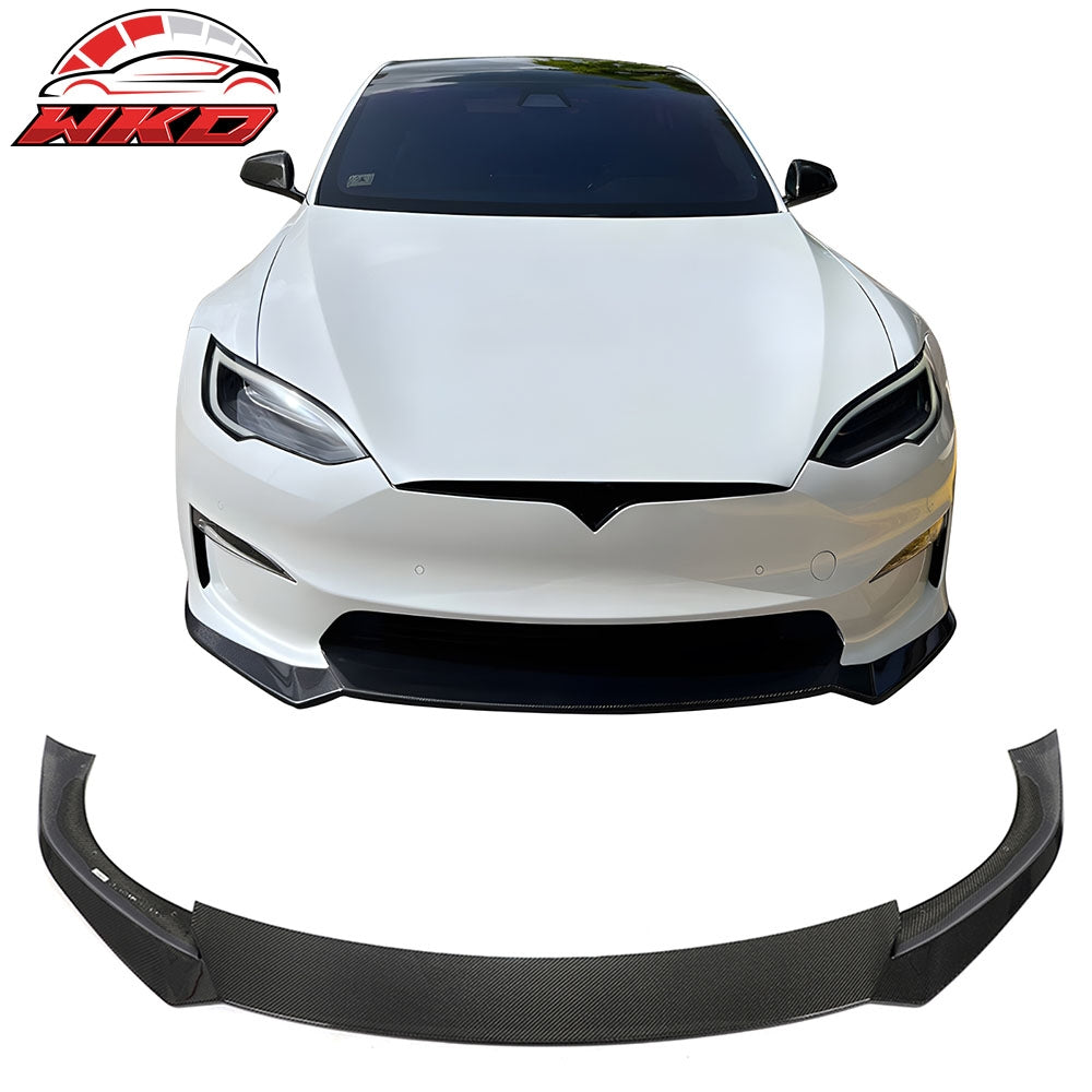 Wholesale 21-26 Tesla Model S Revozport Carbon Fiber Front Bumper Spoiler Gloss Black