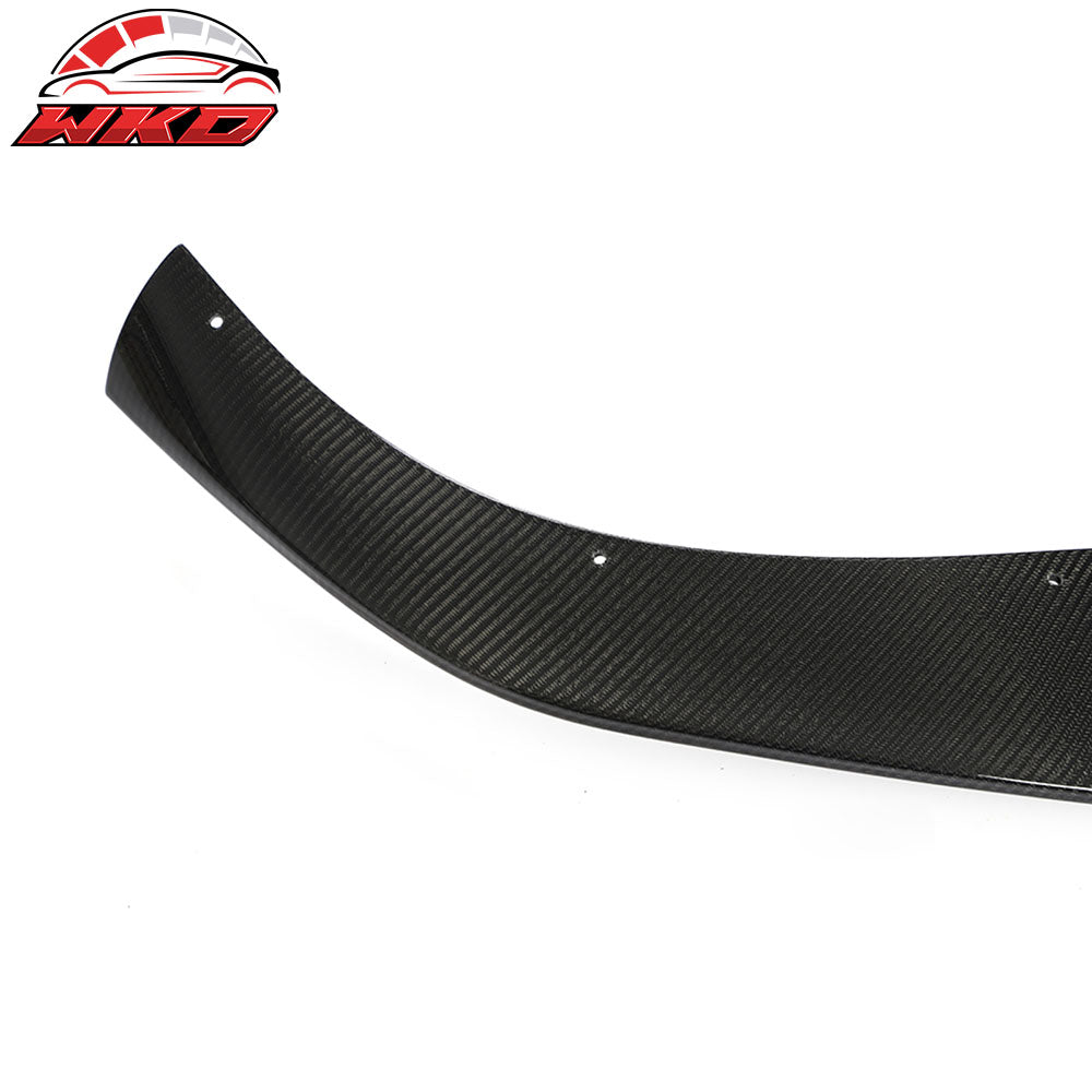 Fits 21-25 Tesla Model S Revozport Carbon Fiber Front Bumper Spoiler Gloss Black