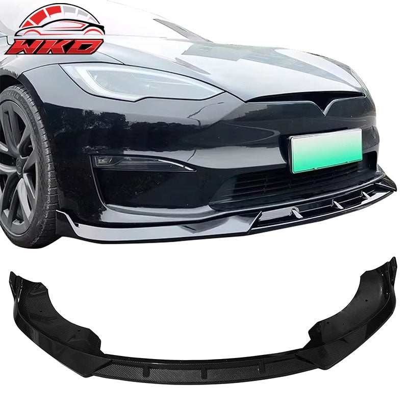 Wholesale 21-26 Tesla Model S IKON Style Carbon Fiber Print Front Bumper Lip PP 3PCS