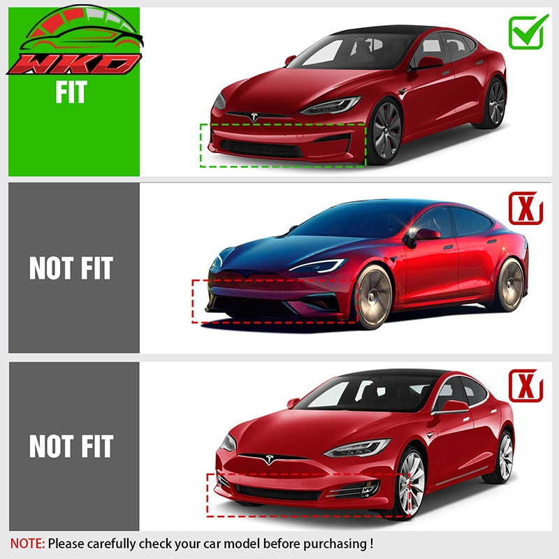 Fits 21-26 Tesla Model S IKON Style Gloss Black Front Bumper Lip Spoiler PP 3PCS