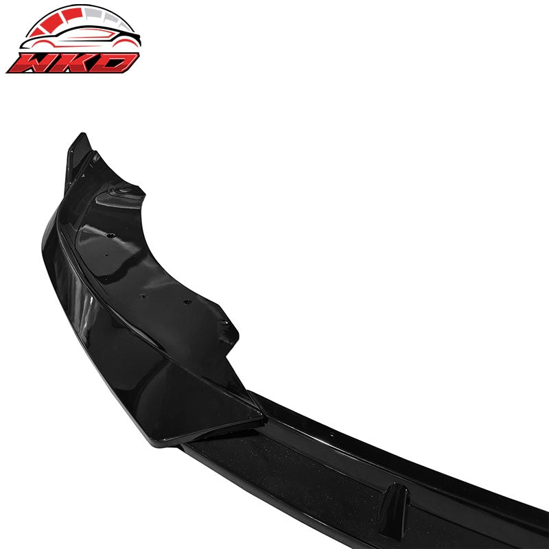 Fits 21-26 Tesla Model S IKON Style Gloss Black Front Bumper Lip Spoiler PP 3PCS