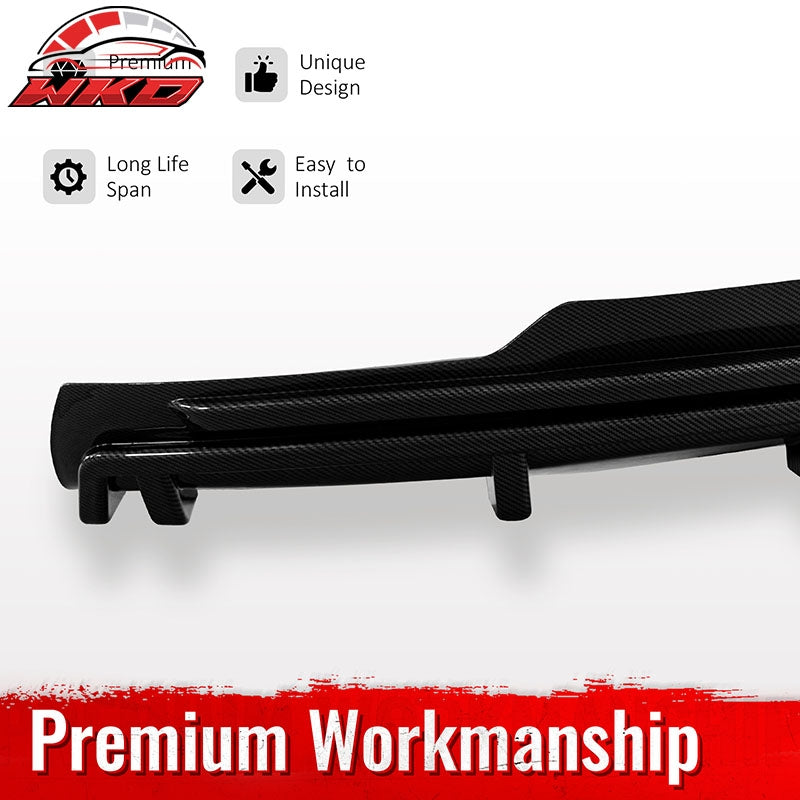 Fits 16-21 Tesla Model S LED Rear Bumper Diffuser W/ Fin PP Carbon Fiber Print