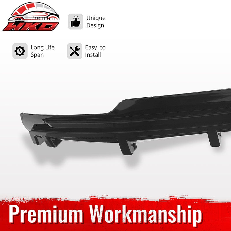 Fits 16-21 Tesla Model S LED Rear Bumper Diffuser Lip W/ 7-Fin PP Gloss Black