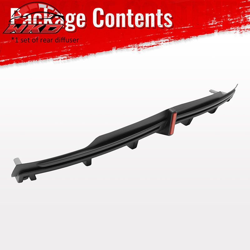 Fits 16-21 Tesla Model S LED Rear Bumper Diffuser Lip W/ 7-Fin PP Matte Black