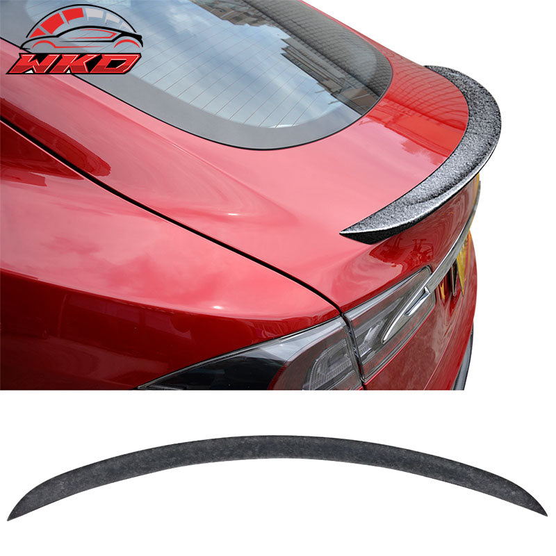 Fits 12-26 Tesla Model S OE Style Rear Trunk Spoiler Matte Forged Carbon Fiber