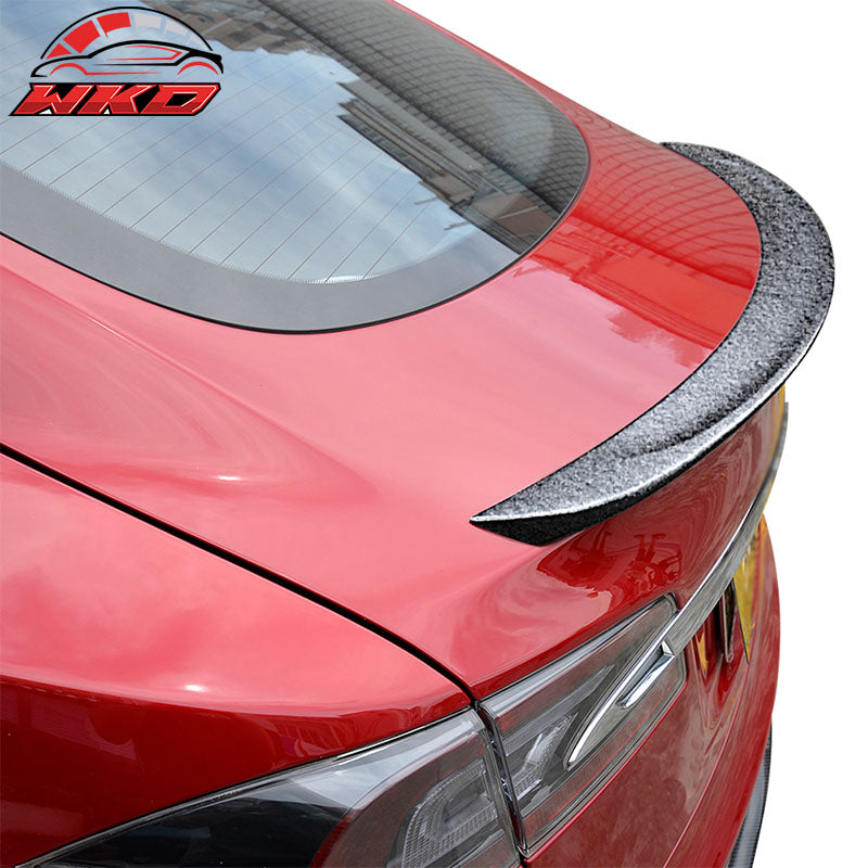 Fits 12-26 Tesla Model S OE Style Rear Trunk Spoiler Matte Forged Carbon Fiber