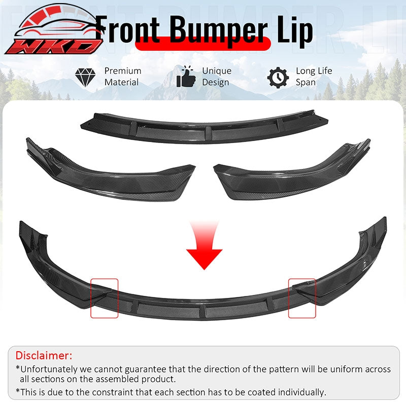 For 16-21 Tesla Model X Front Bumper Lip Splitter Splitter PP Carbon Fiber Print
