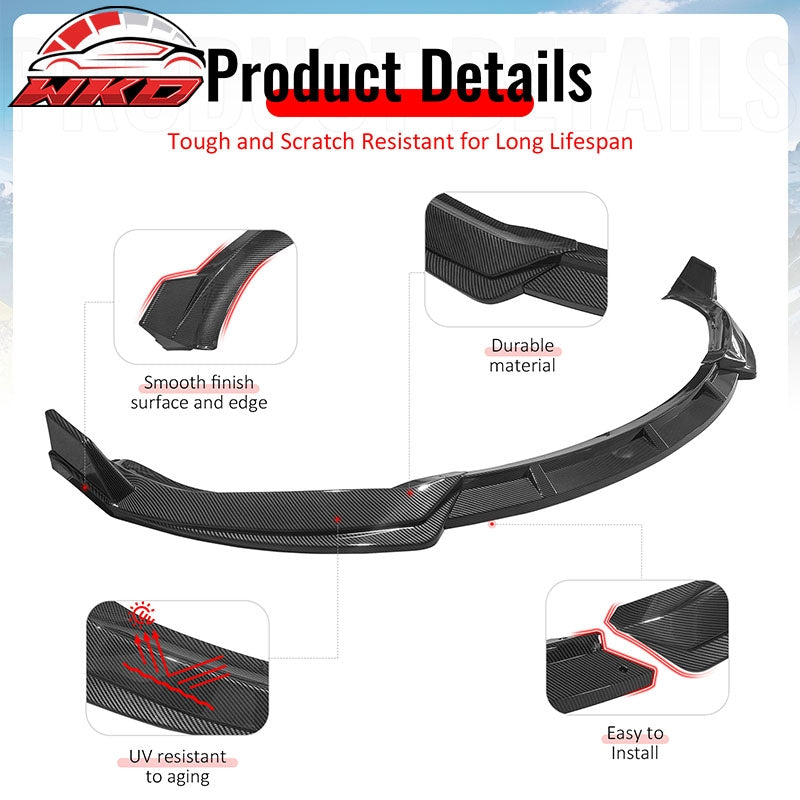 For 16-21 Tesla Model X Front Bumper Lip Splitter Splitter PP Carbon Fiber Print