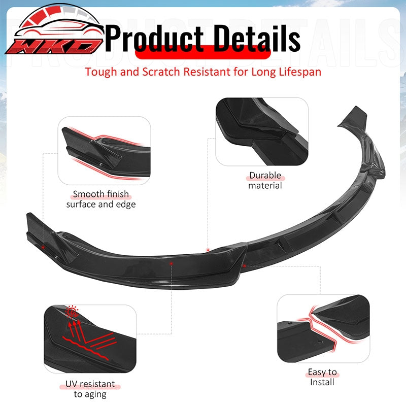 Fits 16-21 Tesla Model X Front Bumper Lip Splitter Chin Splitter PP Gloss Black