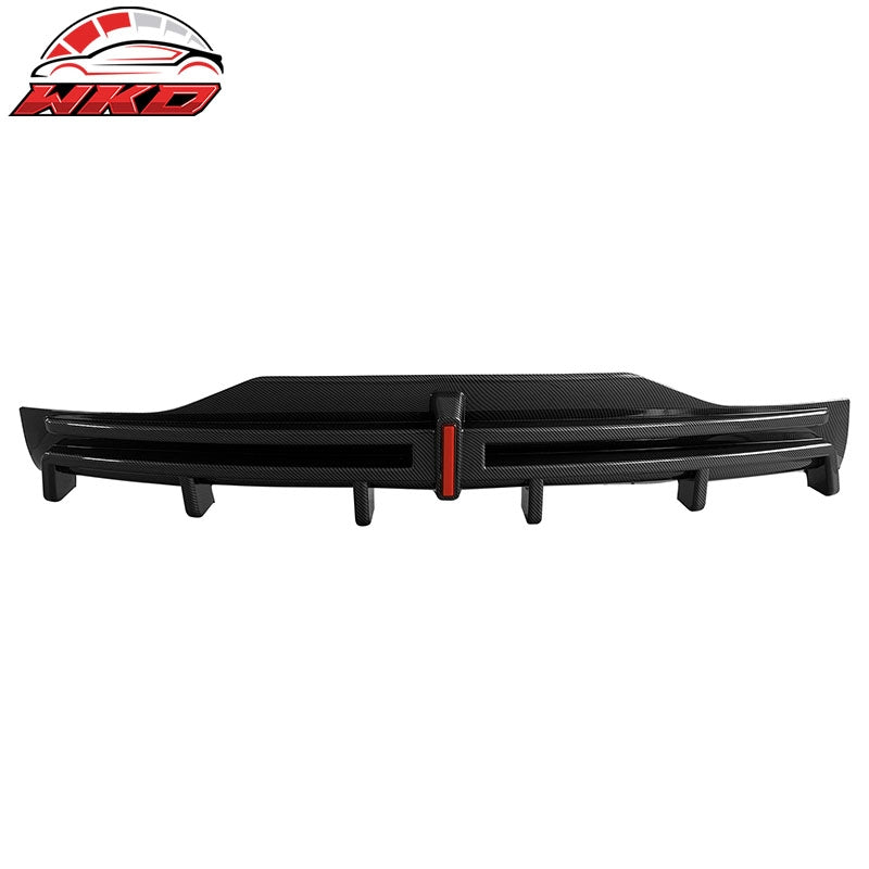 For 16-21 Tesla Model X LED Rear Bumper Diffuser Lip W/ 6-Fin Carbon Fiber Print