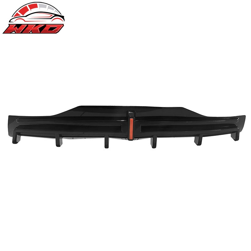 Fits 16-21 Tesla Model X LED Rear Bumper Diffuser Lip W/ 6-Fin PP Gloss Black