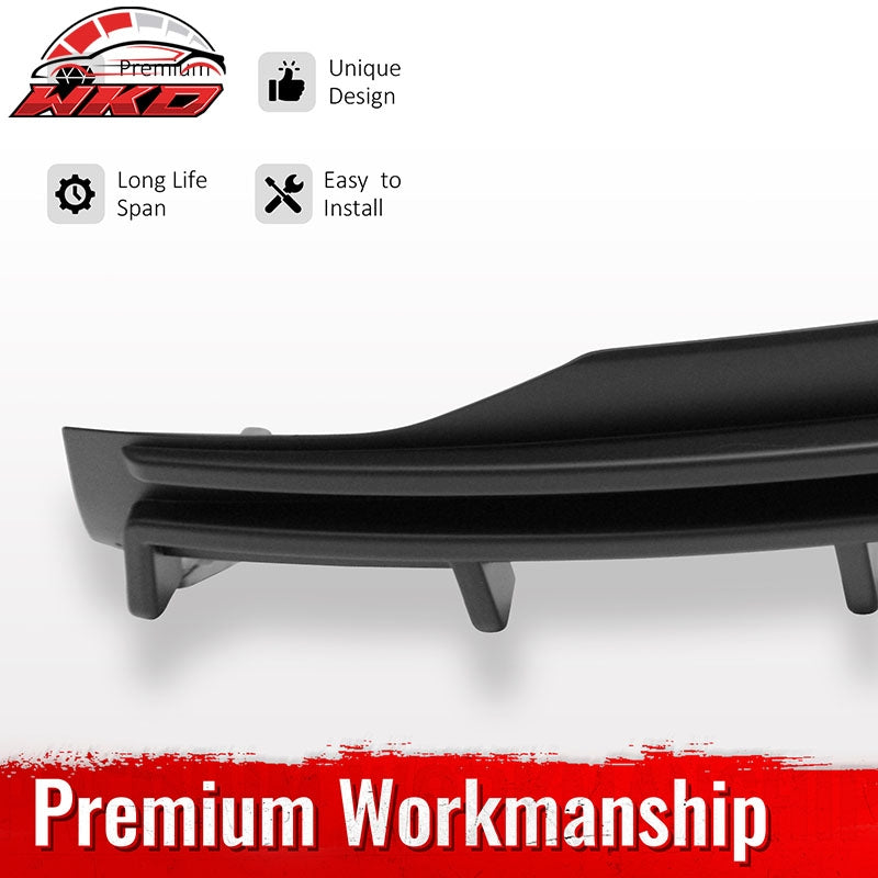 Fits 16-21 Tesla Model X LED Rear Bumper Diffuser Lip W/ 6-Fin PP Matte Black