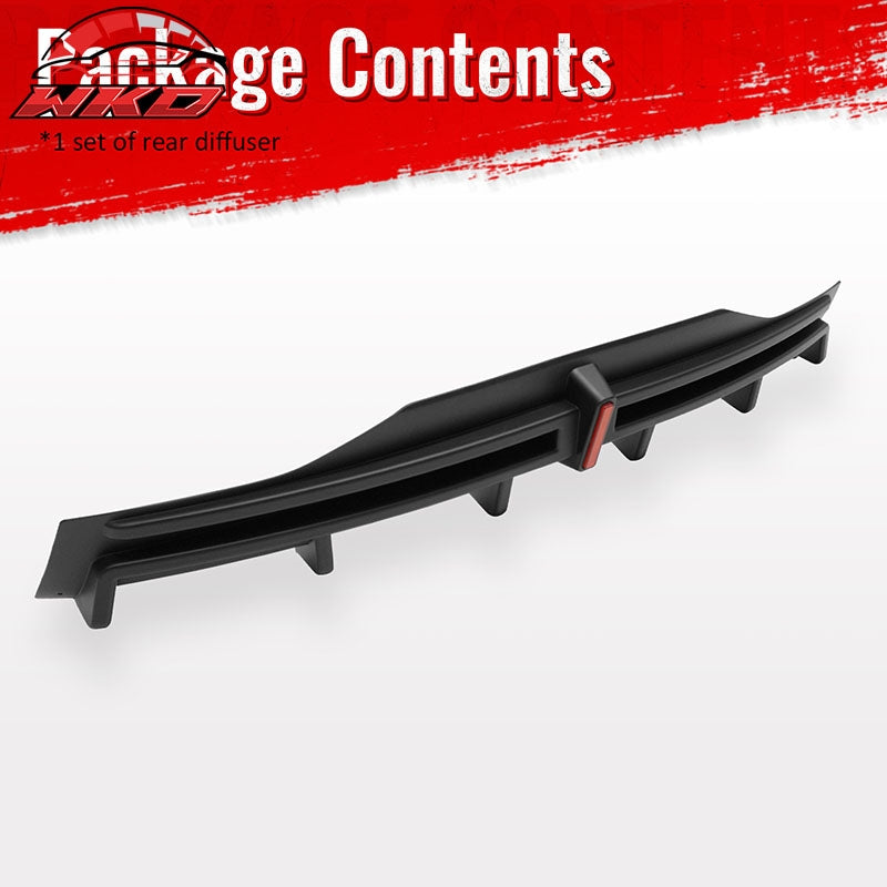 Fits 16-21 Tesla Model X LED Rear Bumper Diffuser Lip W/ 6-Fin PP Matte Black