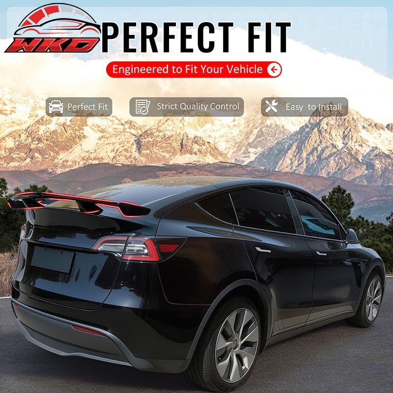 Fits 20-26 Tesla Model Y 54" PRO Style Rear Trunk Spoiler Wing Gloss Black ABS
