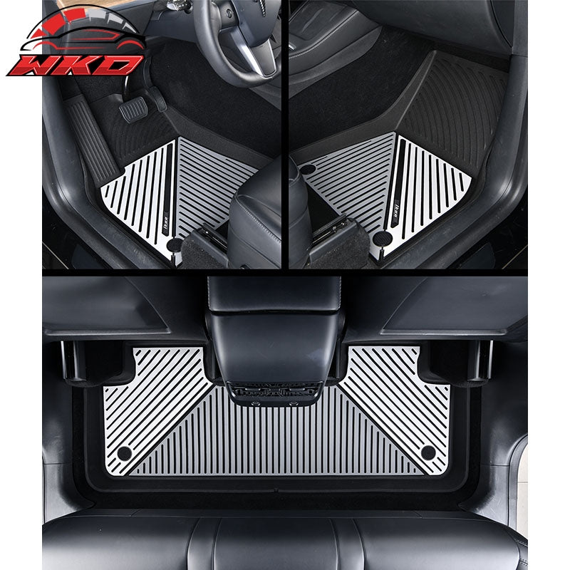 For 20-25 Tesla Model Y All Weather Floor Mats Carpet Liner Black Gray White TPE