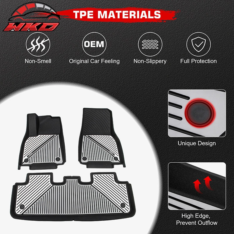 For 20-25 Tesla Model Y All Weather Floor Mats Carpet Liner Black Gray White TPE