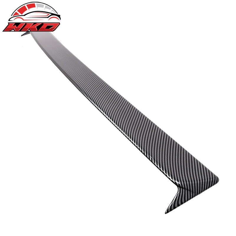 Fits 20-25 Tesla Model Y Carbon Fiber Print Rear Roof Spoiler Wing Lip Shade ABS