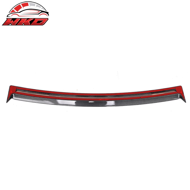 Fits 20-25 Tesla Model Y Carbon Fiber Print Rear Roof Spoiler Wing Lip Shade ABS