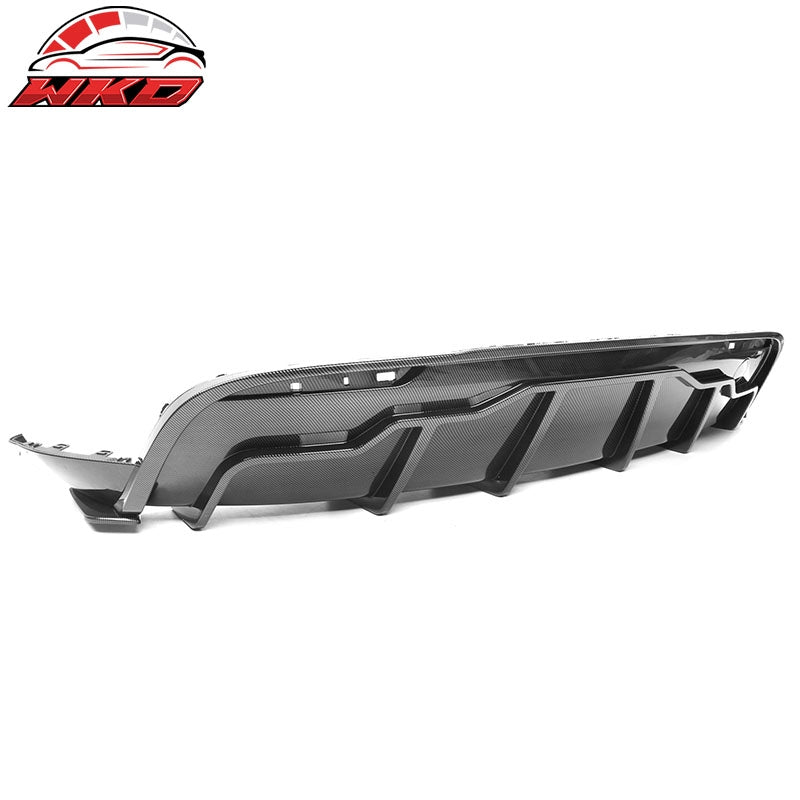 Fits 20-25 Tesla Model Y Carbon Fiber Print Rear Bumper Lip Diffuser Splitter