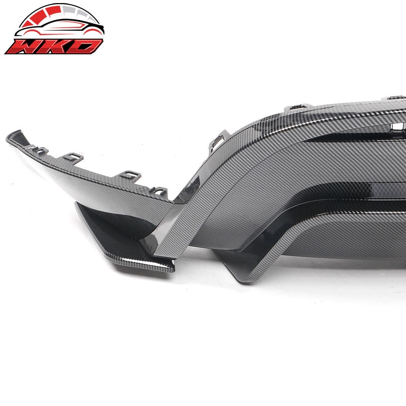 Fits 20-25 Tesla Model Y Carbon Fiber Print Rear Bumper Lip Diffuser Splitter