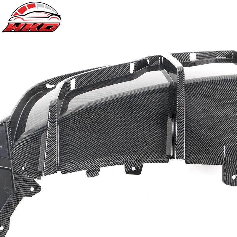 Fits 20-25 Tesla Model Y Carbon Fiber Print Rear Bumper Lip Diffuser Splitter