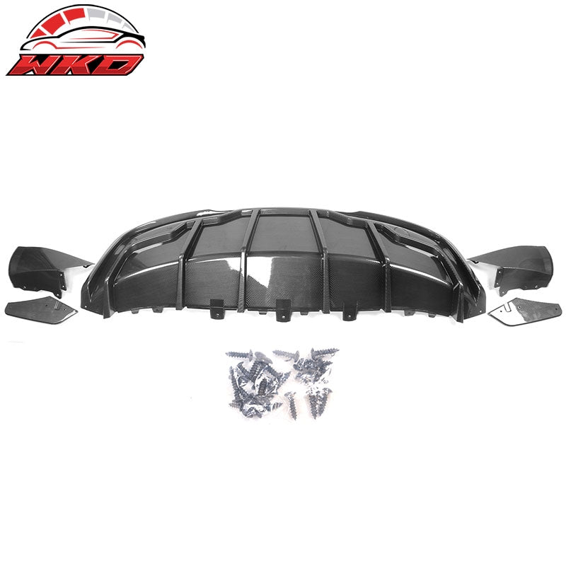 Fits 20-25 Tesla Model Y Carbon Fiber Print Rear Bumper Lip Diffuser Splitter