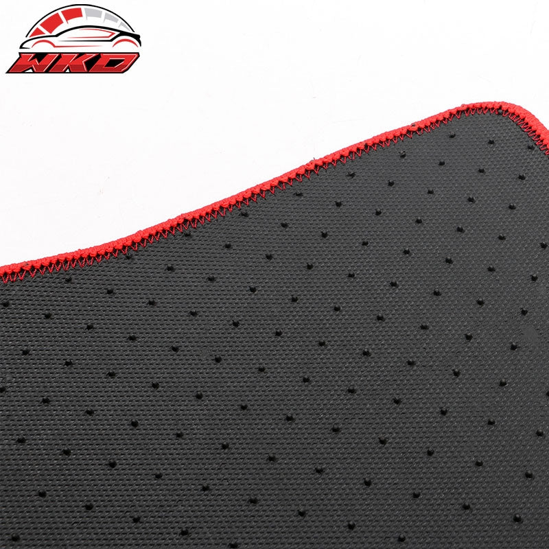 For 20-25 Tesla Model Y Floor Mats Carpet Front Rear Nylon Black W/ Red Border