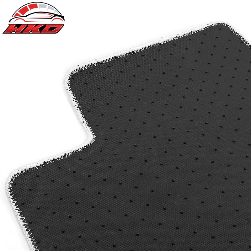 For 20-25 Tesla Model Y Floor Mats Carpet Front Rear Nylon Black W/ White Border