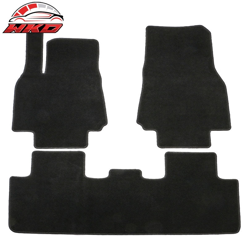 Fits 20-25 Tesla Model Y 4-Door Floor Mats Carpet Front & Rear Nylon Black 3PCS