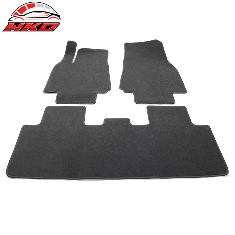 Fits 20-25 Tesla Model Y 4-Door Floor Mats Carpet Front & Rear Nylon Gray - 3PCS