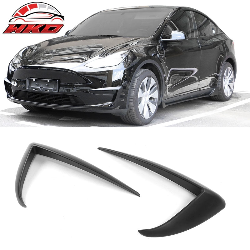 Fits 20-24 Tesla Model Y Matte Black Fog Light Lamp Trim Eyebrows Cover ABS Pair
