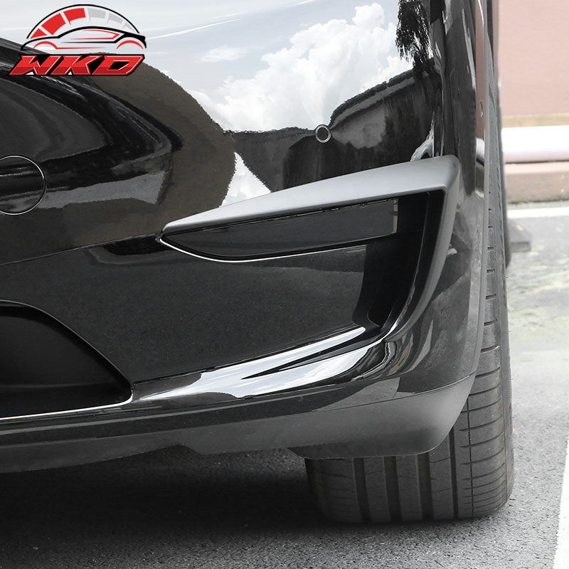 Fits 20-24 Tesla Model Y Matte Black Fog Light Lamp Trim Eyebrows Cover ABS Pair