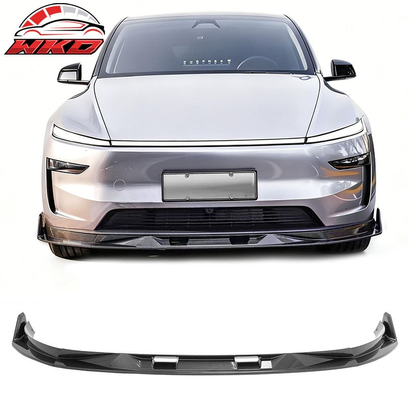 Wholesale 25-26 Tesla Model Y Front Bumper Lip Carbon Fiber Print 3PC ABS V2 Spoiler