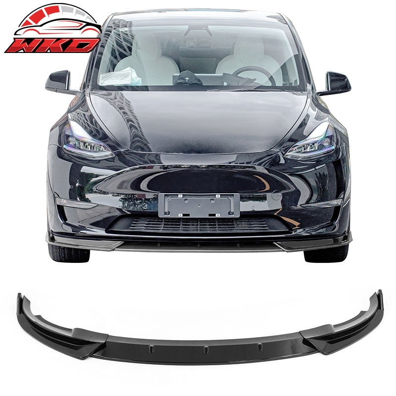 Wholesale 20-25 Tesla Model Y Gloss Black Front Bumper Lip Spoiler IKON Style PP 3PCS
