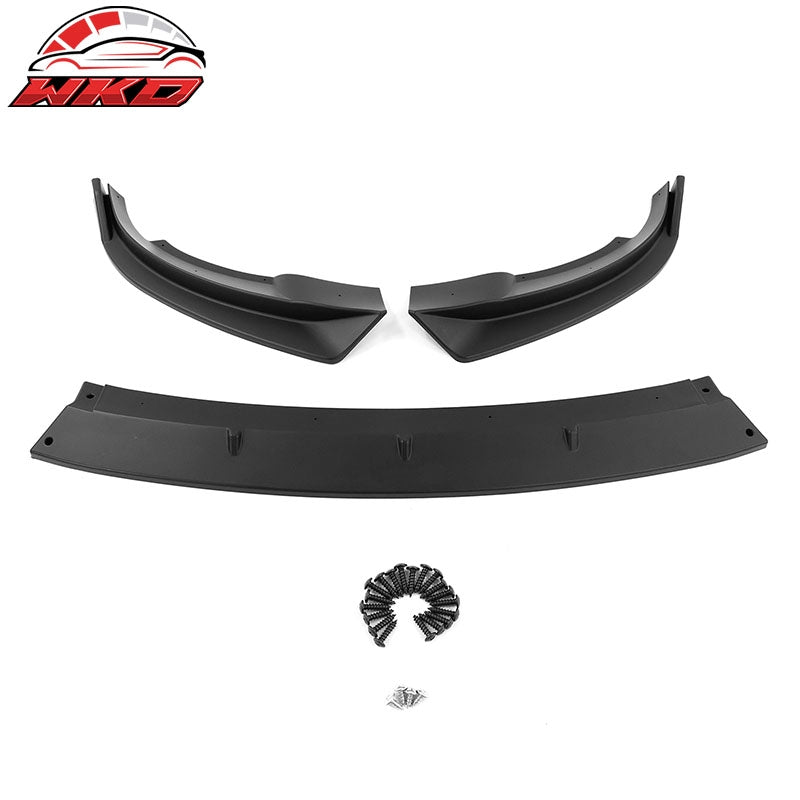 Fits 20-25 Tesla Model Y Matte Black Front Bumper Lip Spoiler IKON Style PP 3PCS