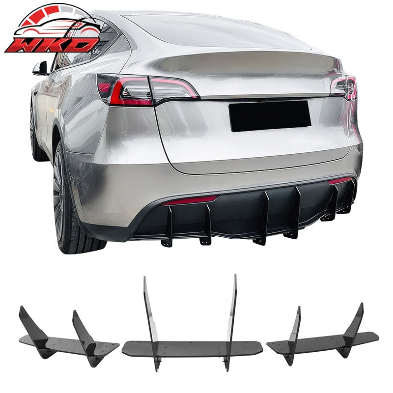 Wholesale 20-25 Tesla Model Y IKON Rear Bumper Lip Diffuser Shark Fin Gloss Black 3PC