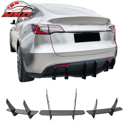 Wholesale 20-25 Tesla Model Y IKON Rear Bumper Lip Diffuser Shark Fin Gloss Black 3PC