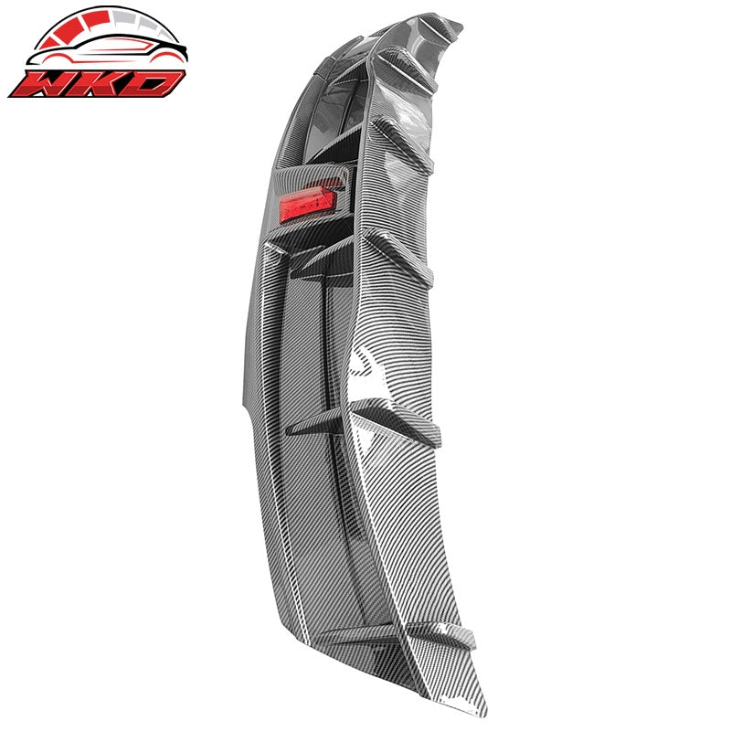 Fits 20-25 Tesla Model Y IKON Carbon Fiber Print Rear Bumper Lip Diffuser W/ LED