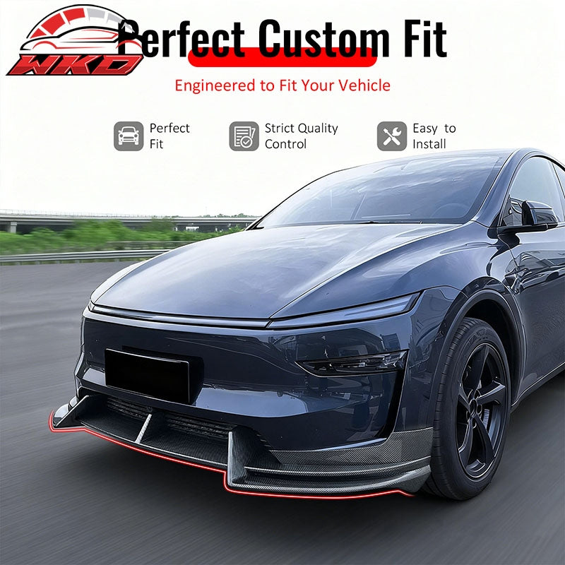 Fits 2026 Tesla Model Y Juniper Premium Front Bumper Lip Carbon Fiber Print 3PCS
