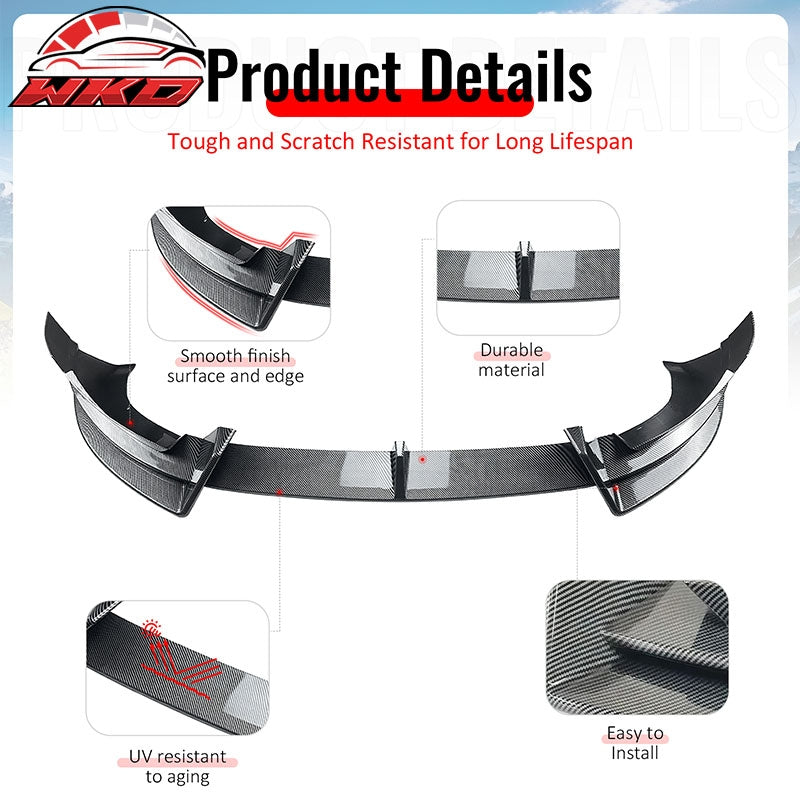 Fits 2026 Tesla Model Y Juniper Premium Front Bumper Lip Carbon Fiber Print 3PCS