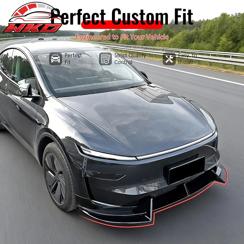 Fits 2026 Tesla Model Y Juniper Premium IKON Front Bumper Lip Matte Black 3PCS